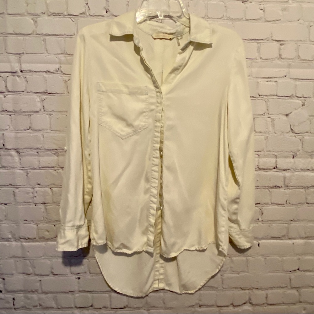 Soft Surroundings XS Ivory Talia Tencel Button Dwn